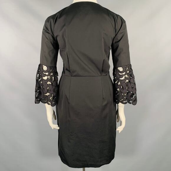 DRIES VAN NOTEN Size 10 Black Cotton Embroidered 3/4 Sleeves Dress - Picture 3 of 5